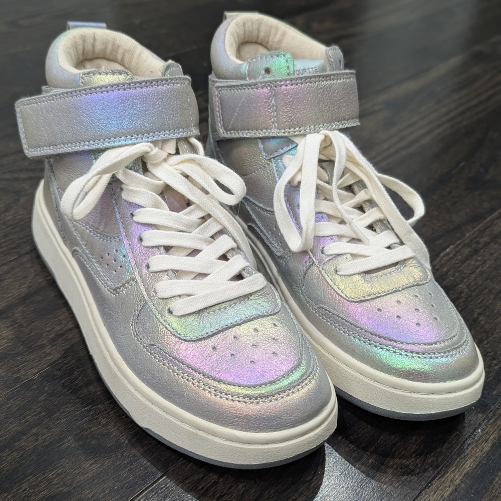 2/$80 New kids ZARA Iridescent High Top Sneakers Size 37 (US 5)